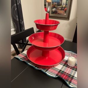 3 Tiered Red Metal Storage Solution